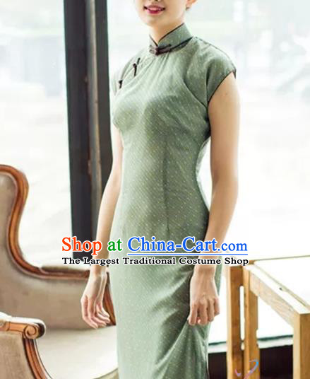 Republic of China Green Chiffon Qipao Dress Drama Classical Clothing Shanghai Traditional Cheongsam