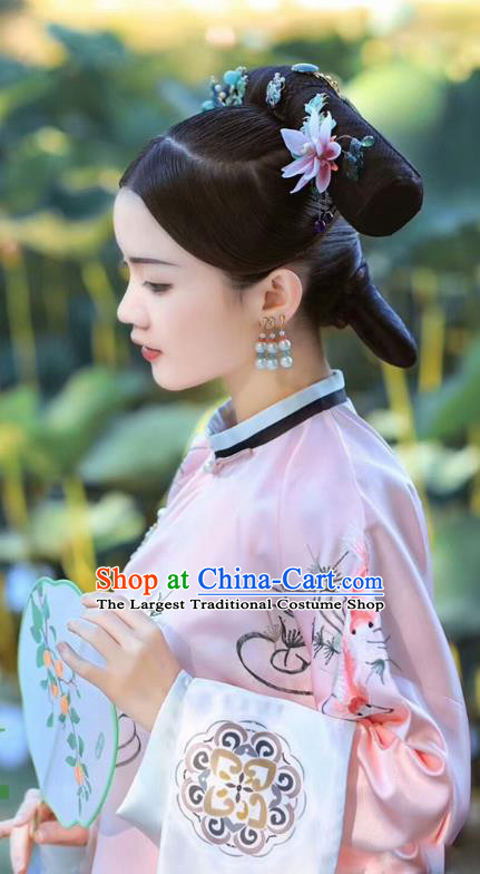 Chinese Qing Dynasty Imperial Consort Shun Costumes Traditional Ancient Manchu Women Embroidered Dress and Headdress Full Set
