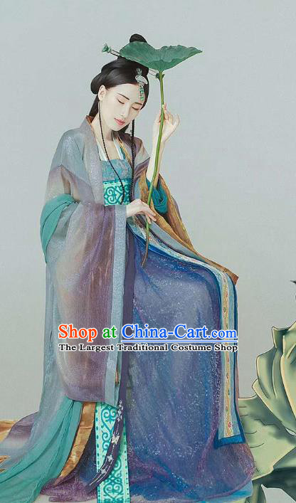 Chinese Tang Dynasty Costumes Hanfu Dress Traditional Ancient Palace Lady Clothing and Headpieces