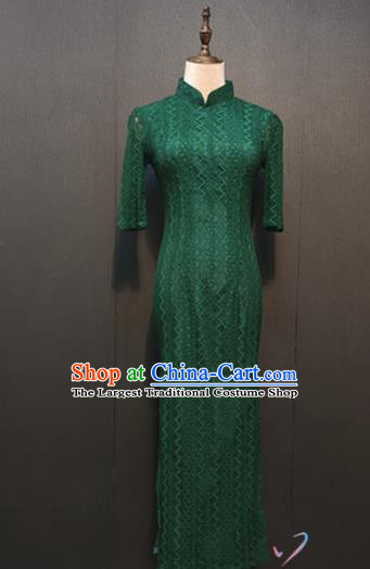 Republic of China Green Qipao Dress Women Classical Cheongsam Drama Performance Clothing