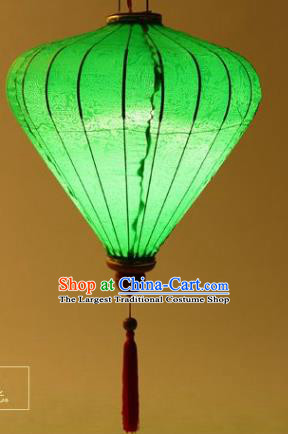 Handmade Chinese Jacquard Green Satin Palace Lanterns Traditional New Year Lantern Classical Festival Decoration Lamp