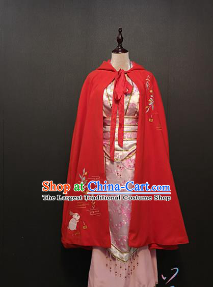 Chinese Ming Dynasty Women Red Cloak Ancient Female Swordsman Winter Wool Cape Clothing