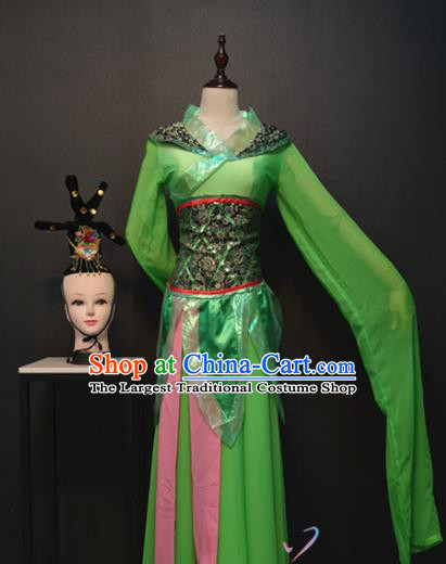 Chinese Classical Dance Clothing Traditional Water Sleeve Dance Green Dress Han Dynasty Palace Maid Costume