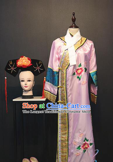 Chinese Ancient Manchu Princess Costume Traditional Stage Performance Dress Qing Dynasty Imperial Consort Clothing and Headwear