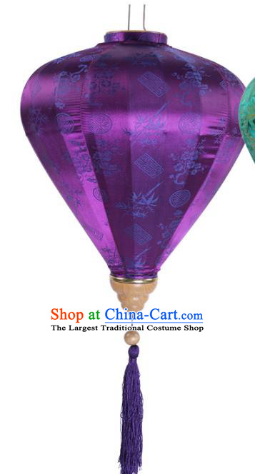 Handmade Chinese Classical Purple Silk Palace Lanterns Traditional New Year Decoration Lantern Spring Festival Lamp