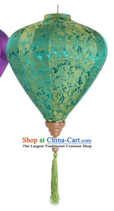 Handmade Chinese Classical Green Silk Palace Lanterns Traditional New Year Decoration Lantern Spring Festival Lamp