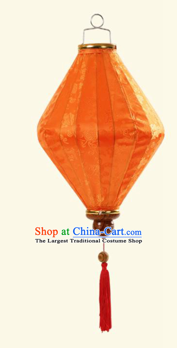Handmade Chinese Classical Floral Scroll Pattern Orange Silk Palace Lanterns Traditional New Year Decoration Lantern Spring Festival Lamp