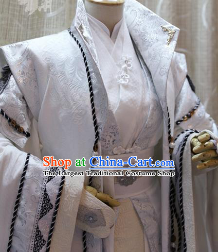 Cosplay Royal Highness Shi Yanwen Costumes Custom China Ancient Swordsman King White Clothing