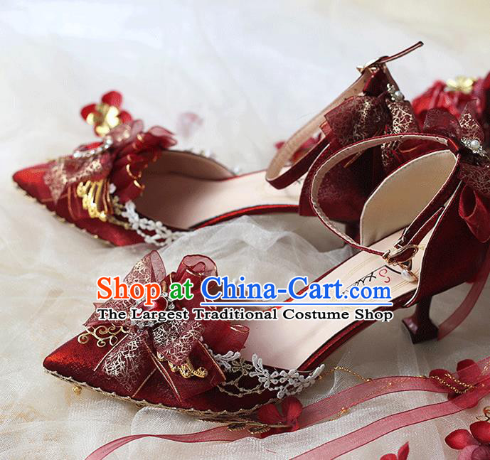 Halloween Cosplay Red High Heels Shoes Custom Bride Shoes