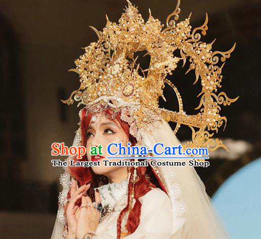Handmade Medusa Hair Accessories Halloween Cosplay Enchantress Deluxe Golden Royal Crown
