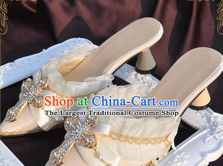 Custom Bride Wedding Shoes Halloween Cosplay White High Heels Shoes