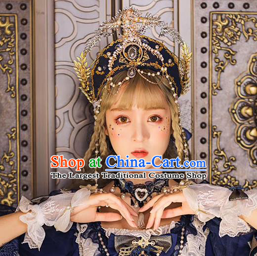 Handmade Victorian Era Queen Hair Accessories Headwear Halloween Cosplay European Court Deluxe Royal Crown
