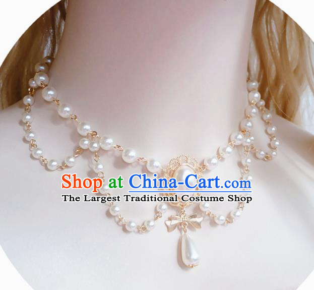 Europe Court Pearls Necklace Baroque Bride Necklet Halloween Cosplay Princess Accessories