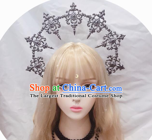Handmade Halloween Stage Show Headwear Cosplay Gothic Hair Accessories Goddess Aureole Royal Crown