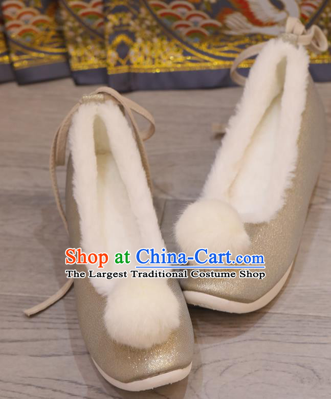 Handmade China Grey Satin Shoes Stage Show Hanfu Shoes Princess Shoes Opera Shoes
