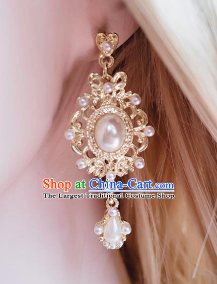 Handmade Court Queen Earrings Retro Accessories Europe Pearls Eardrop