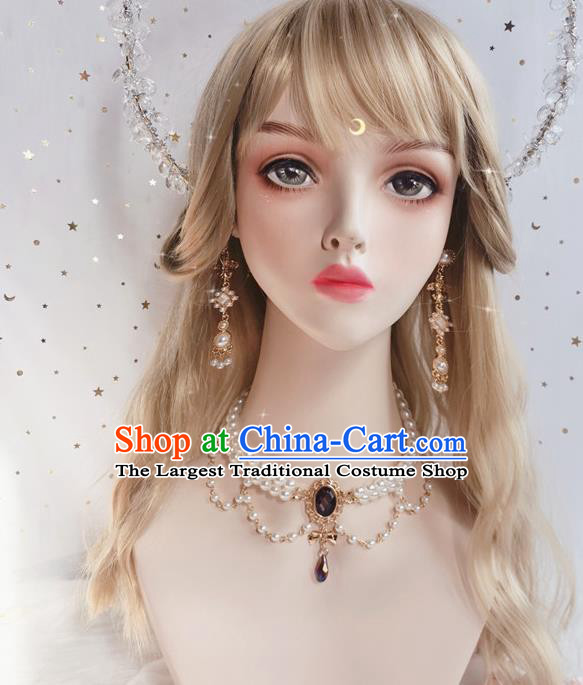 Top Pearls Necklet Halloween Cosplay Princess Stage Show Accessories Europe Court Necklace