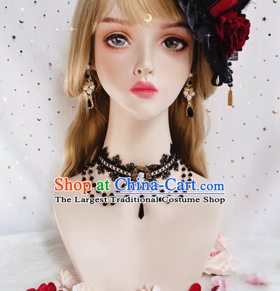 Top Renaissance Necklet Europe Court Necklace Halloween Cosplay Princess Stage Show Gothic Black Lace Accessories