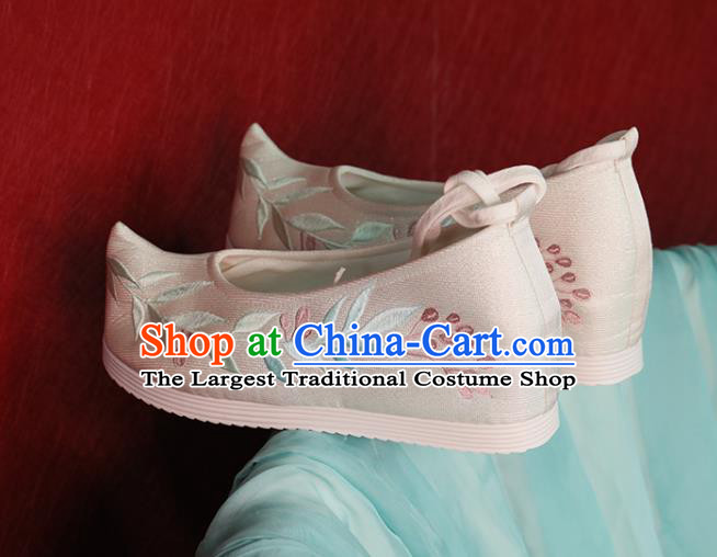 China Hanfu Embroidered Shoes Women Shoes Handmade Shoes Princess Shoes White Brocade Shoes