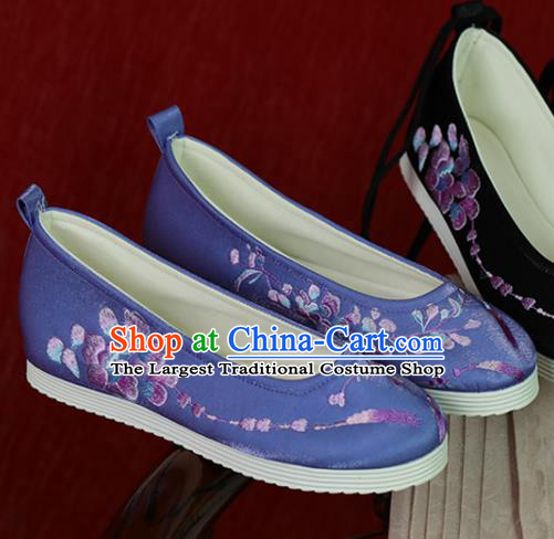 China Princess Shoes Embroidered Shoes Women Shoes Purple Satin Shoes Handmade Hanfu Shoes