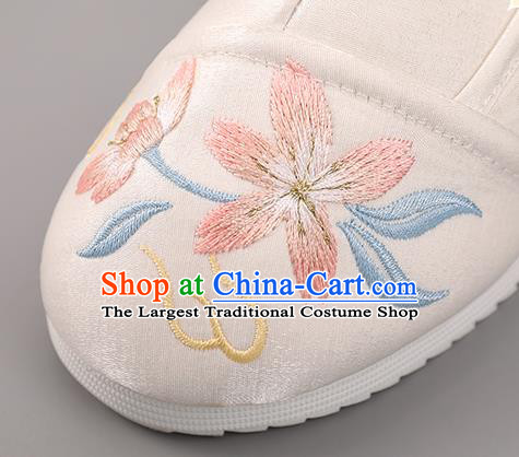 Chinese National Embroidered Fox Boots Ancient Hanfu Shoes Handmade White Cloth Boots