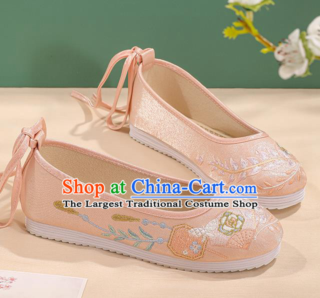 China Hanfu Shoes Traditional Cloth Shoes Pink Embroidered Shoes Handmade Princess Shoes