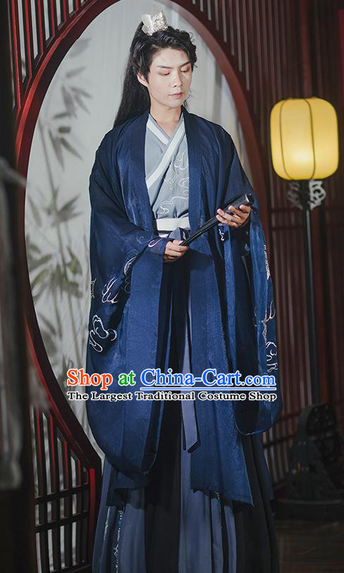 China Ancient Swordsman Apparels Traditional Jin Dynasty Chinde Hanfu Clothing for Men