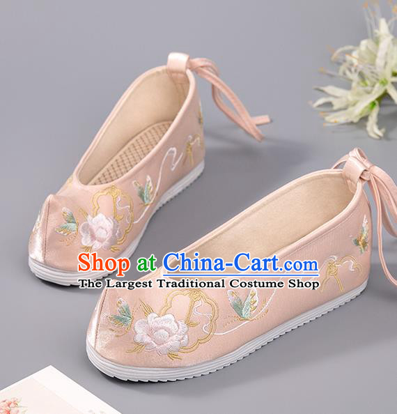 China Hanfu Shoes Pink Embroidered Shoes Handmade Ming Dynasty Princess Shoes Traditional National Shoes