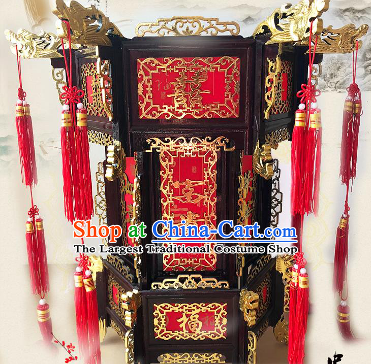 China Dragon Heads Wood Lantern Handmade Imitation Sheepskin Lanterns Palace Lantern Wedding Lamp
