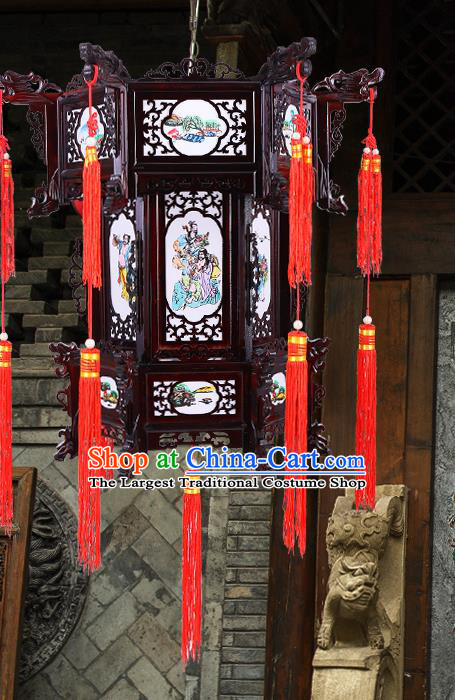 Chinese Wood Decorations Lamp Classical Lanterns Handmade Hanging Lamp Traditional New Year Hexagon Palace Lantern