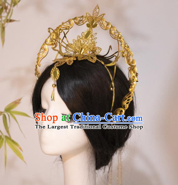 China Cosplay Queen Golden Royal Crown Ancient Empress Hair Accessories
