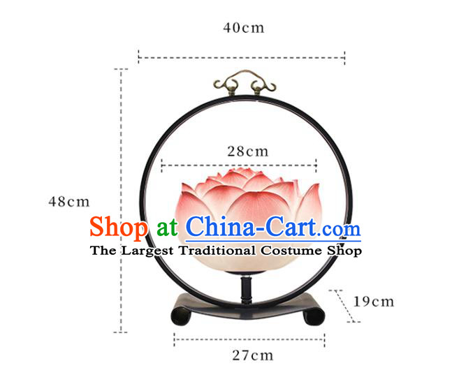 China Traditional Iron Art Home Decorations Spring Festival Desk Lantern Pink Lotus Table Lamp