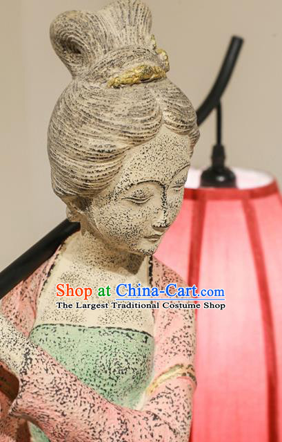 China Handmade Palace Lady Table Lamp Traditional Limestone Home Decorations Spring Festival Beauty Desk Lantern