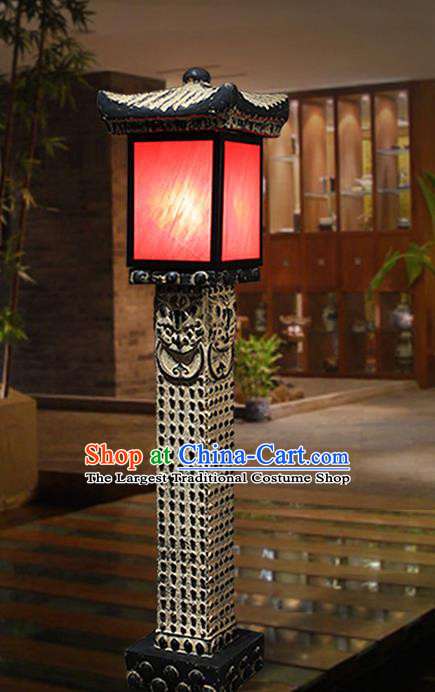 China Limestone Floor Lamp Traditional Courtyard Decorations Handmade Outdoor Lantern