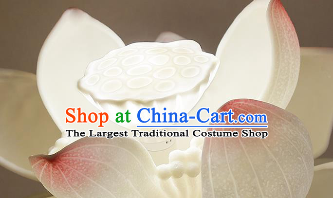 China Pink Lotus Floor Lamp Handmade Outdoor Stone Lantern Traditional Home Decorations