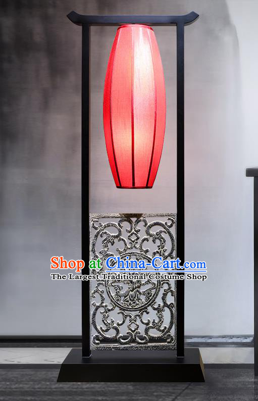 China Handmade Red Cloth Lampshade Floor Lamp Palace Lantern Traditional Home Decorations Standard Lamp