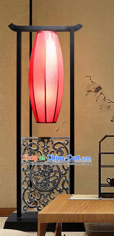 China Handmade Red Cloth Lampshade Floor Lamp Palace Lantern Traditional Home Decorations Standard Lamp