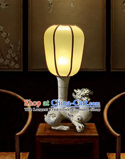 China Handmade Stone Carving Tiger Desk Lanterns Palace Lantern Traditional Home Decorations Table Lamp