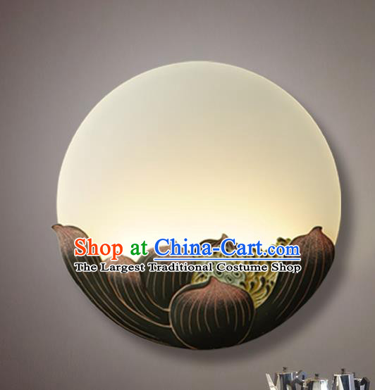 China Iron Art Wall Lantern Traditional Home Decoration Light Handmade Lotus Corridor Lamp