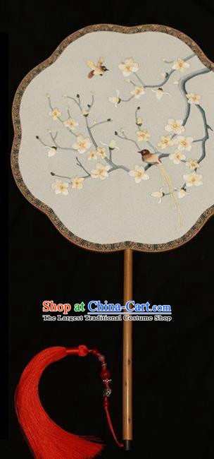 Chinese Suzhou Embroidery Peony Palace Fan Traditional Silk Fan Double Sides Embroidered Fans