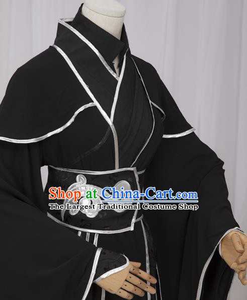 Chinese Tang Dynasty Imperial Bodyguard Black Costumes Ancient Cosplay Chivalrous Expert Clothing