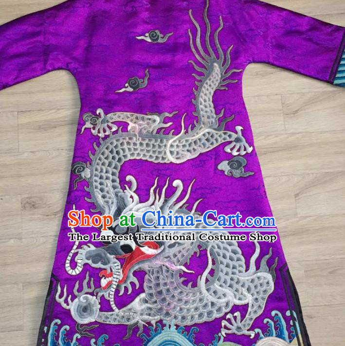Chinese Purple Silk Coat Tang Suit Upper Outer Garment Apparels National Costume Dust Coat