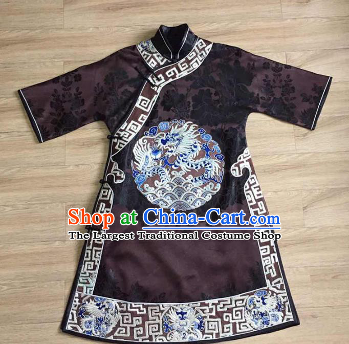 Chinese Embroidered Purple Silk Jacket Tang Suit Upper Outer Garment National Costume Coat Apparels