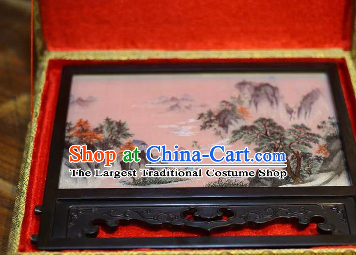 China Embroidered Table Screen Wood Byobu Screen Hand Embroidery Craft