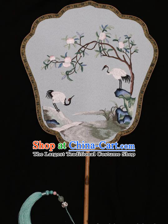 China Traditional Court Lady Fan Suzhou Embroidery Palace Fan Double Side Embroidered Fan Silk Fans