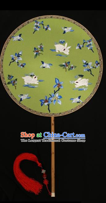 Chinese Stage Show Double Sides Fan Traditional Silk Fan Embroidered Round Fans Suzhou Embroidery Palace Fan