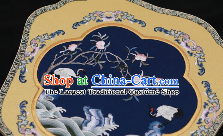 China Suzhou Embroidery Double Side Fan Palace Fan Classical Dance Navy Silk Fans Ancient Bride Fan