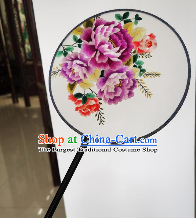 China Suzhou Embroidery Peony Fan Ancient Palace Fan Classical Dance Double Side Silk Fans Wedding Fan