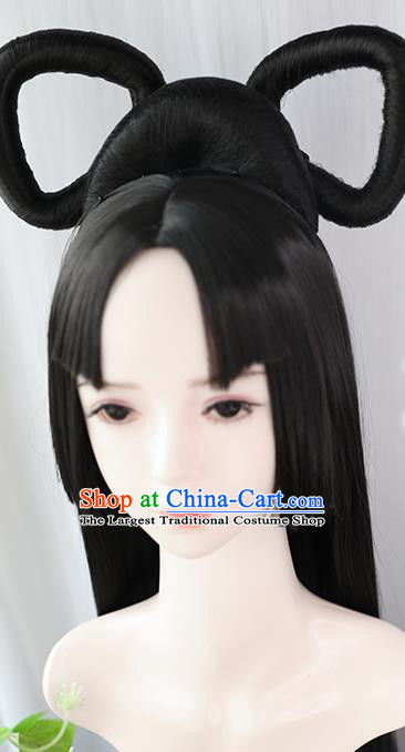 Chinese Jin Dynasty Royal Princess Bangs Wigs Best Quality Wigs China Cosplay Wig Chignon Ancient Goddess Wig Sheath