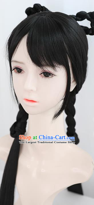 Chinese Zhou Dynasty Noble Lady Wigs Best Quality Wigs China Cosplay Wig Chignon Ancient Young Woman Wig Sheath
